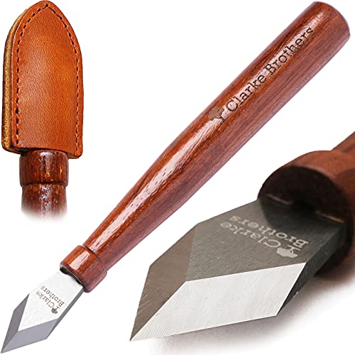 Clarke Brothers Marking Knife and Real Leather sheath  Wood Marking Gauge  Premium Woodworking Tool with High Carbon Steel Blade  Quality with Sharp Blade  Beautiful Wooden Handle