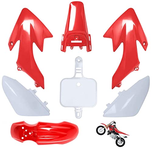 CRF50 Plastic Kit Red White XR50 Plastic Fender Kit,Crf50 Plastic kit Set,compatible with HONDA XR 50 CRF 50 SDG SSR 107 110 125 Pit Dirt Bike M PS03- by Lucky Seven