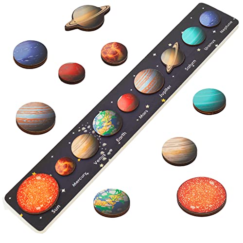 Zeoddler Solar System Puzzle for Kids 3-6, Wooden Space Toys for Kids, Planets for Kids, Preschool Learning Activities, Gift for Boys, Girls