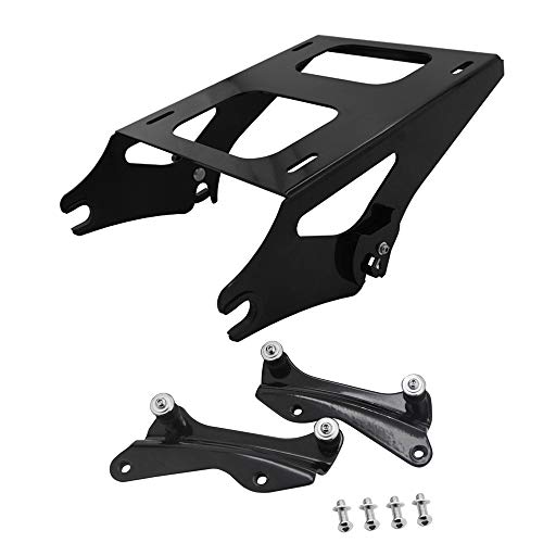 Gloss Black Two-Up Tour Pack Pak Mount Luggage Rack Quick-Detach  4 Point Docking Hardware Kit Compatible with Harley Touring Road King Electra Road Street Glide 2014-2023