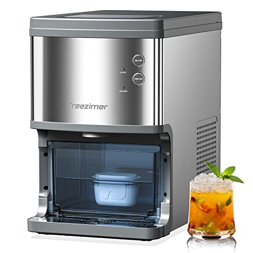 Freezimer Nugget Ice Maker Countertop,Ice Machine WiFi 40lbs per Day,Ready in 8 Mins Self-Cleaning Sonic Ice Maker, Pebble ice Maker for Home Office Bar Party,SliverUpgraded Version)