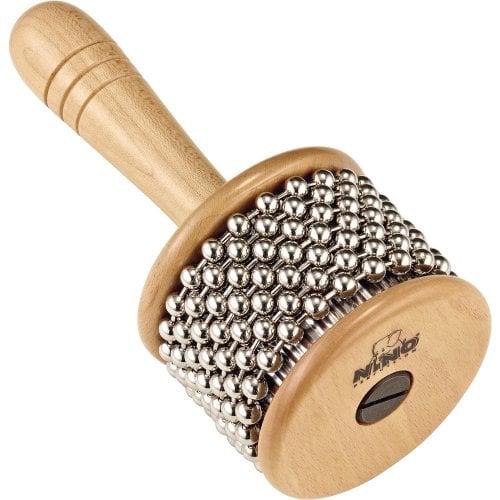 Nino Percussion NINO702 Kids Wooden Cabasa with Stainless Steel Beaded Chain and Cylinder for Classroom Band/Music