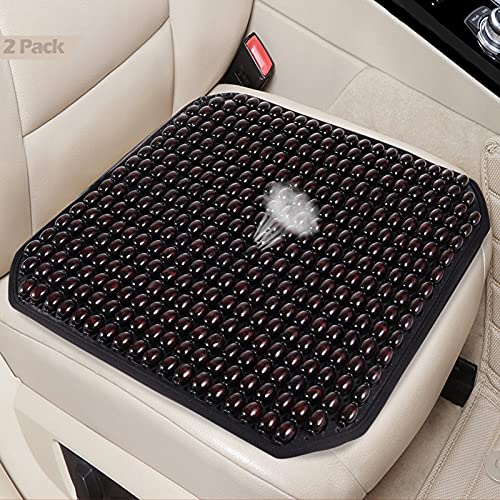 Big Hippo Wood Beaded Seat Cushion 2PCS Wood Beaded Car Seat Cover Massage Comfort Car Seat Cushion Cooling Wooden Bead Covers for Car Truck Home Office Chair