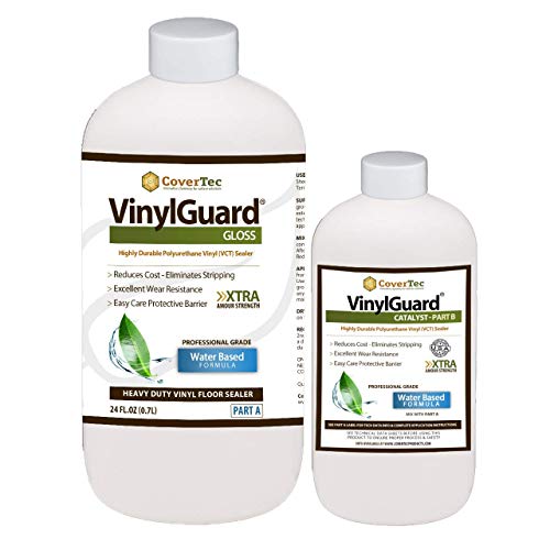 VinylGuard Gloss Sealer Floor Protective Coating for VCT and Terrazzo, 1 Qrt (Prof Grade 2 Part Kit = 1 Qrt)