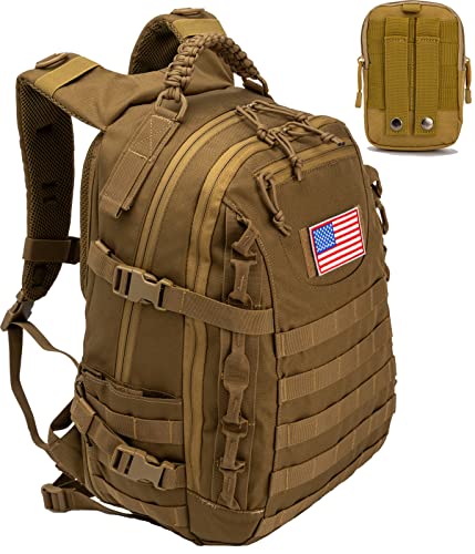 Tactical Backpack for Men,Military Backpack Large Army Backpack 40L 3 Days Assault Pack Heavy Duty Backpack. Molle Camping Rucksack Survival Bugout Backpack Highland Tactical Bag.Khaki