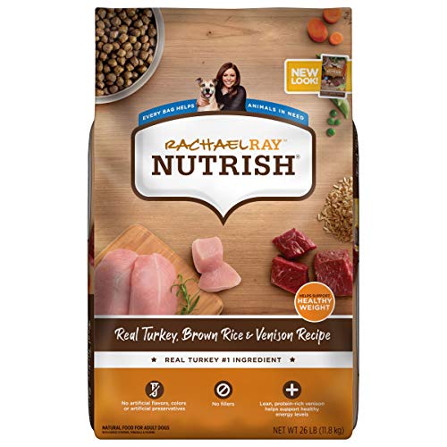 Rachael Ray Nutrish Dry Dog Food, Turkey, Brown Rice & Venison Recipe for Weight Management, 26 Pounds