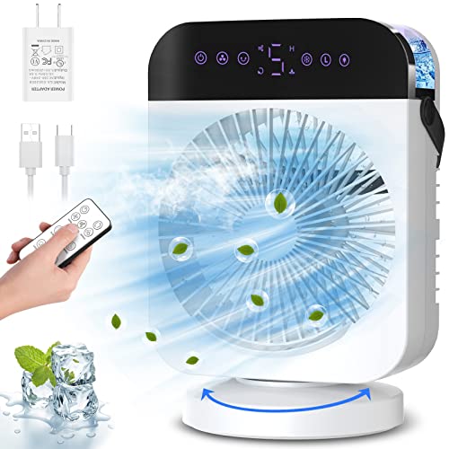 Portable Air Conditioners, 4 Wind Speed Mini Evaporative Air Cooler, Small Personal AC with Touch Screen&Remote Control, Timer/Night Light/Oscillating Function Fan-Ideal for Home, Office, Outdoor