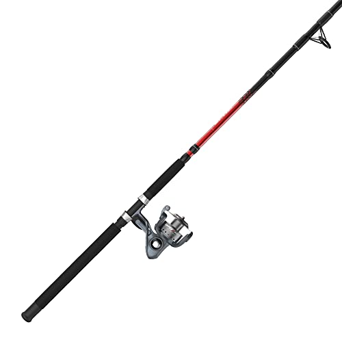 Quantum Optix Spinning Reel and Fishing Rod Combo, 7-Foot 2-Piece Graphite Composite Fishing Pole, Extended EVA Rod Handle, Size 60 Reel, Changeable Right- or Left-Hand Retrieve, Silver