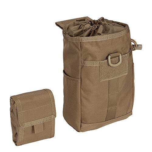 EXCELLENT ELITE SPANKER Molle Dump Pouch Drawstring Magazine Utility Pouch Folding Dump Pouch Waist Bag(Coyote Brown)