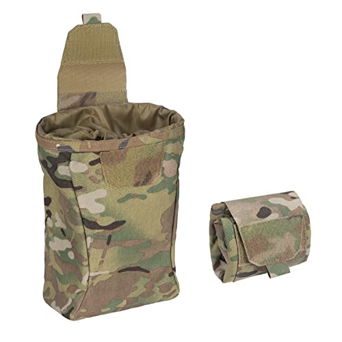 TOPTACPRO MOLLE Dump Pouch Drawstring Foldable Magazine Organizer Military Utility Pouch for Tactical Belt Mounted 500D Cordura Nylon (Multicam)