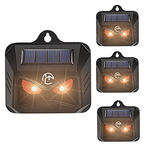 Careland Nighttime Animal Deterrent Light Solar Powered Nocturnal Animal Repeller with Bright Strobe LED Lights Scare Skunk Coyote Weasel Wolf Away for Garden Chicken Coop Orchards Livestock (4 Pack)