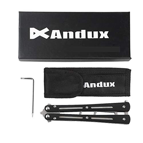 Andux Folding Stainless Steel Enthusiast Player Lightweight with Replacement Screws (Black-Silver)