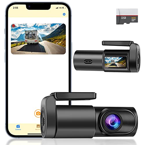 Dash Cam Front, WiFi 1080P Dash Camera for Cars, Mini Car Camera with 140 Wide Angle, 360 Degree Rotation Shot, Night Vision, WDR, G-Sensor, Loop Recording, 24H Parking Monitor, Support 128GB Max