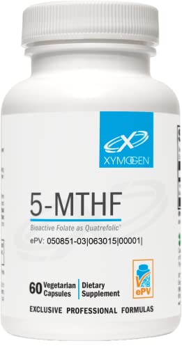 XYMOGEN 5 MTHF - 3,400 mcg DFE Bioactive Folate Supplement as Quatrefolic - Cardiovascular, Mood + Methylation Support - Vitamin B Methyl Folate as L Methylfolate (60 Capsules)