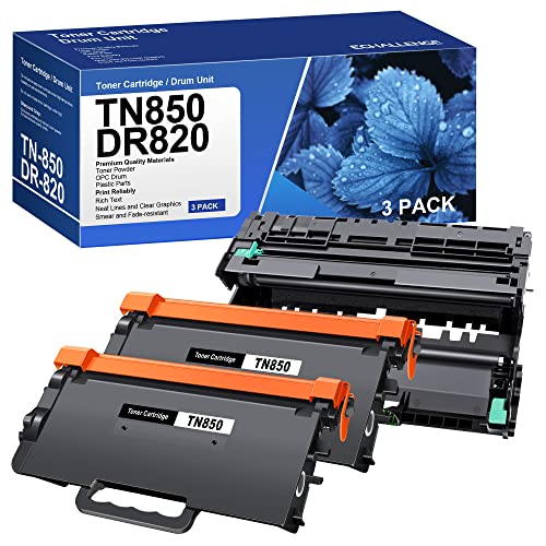 TN850 Toner Cartridges DR820 Drum Unit Compatible for Brother TN 850 TN 820 for HL-L6200DW MFC-L5800DW MFC-L5900DW HL-L5100DN MFC-L5700DW HL-L5200DWT MFC-L6700DW (Black, 2 Toner, 1 Drum)