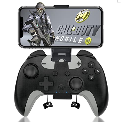 arVin Game Controller for iPhone/iPad/iOS/Android/Tablet/Switch Controller Gamepad for Call of Duty Mobile, Apex Legends, Genshin Impact, Wireless Gaming Joystick with Phone Clip/Back Button/Turbo