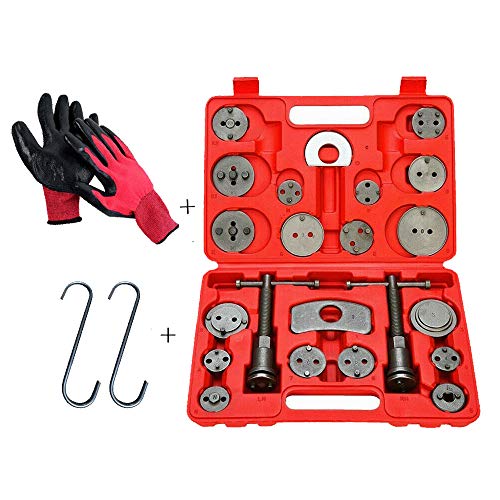 POLEMOTOR Universal Professional 27pcs Disc Brake Piston Caliper Compressor Rewind Wind Back Tool Compatible for Brake Pad w/Case and Gloves