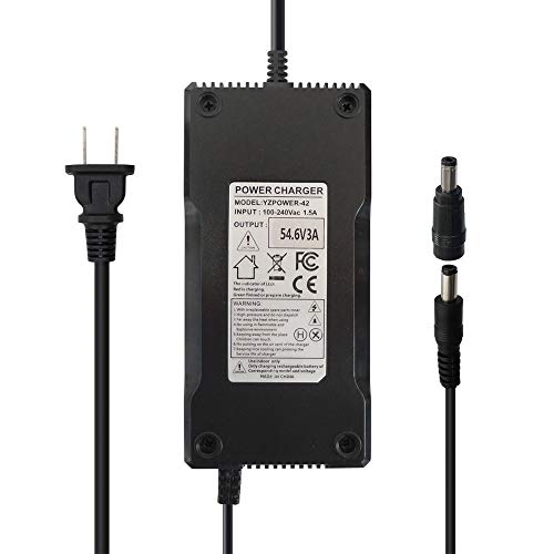 Abakoo 54.6V 3A Power Supply Adapter Charger for 48V Lithium Li-ion Battery Pack with DC 5.5x2.1mm / 5.5x2.5mm Plug