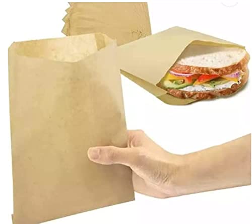 100 Pcs DECONY Bakery Cookie Bags USA MADE Waxed Paper Sandwich Bags Grease Resistant, Wax Paper Bags & Cookie Sleeves Paper Treat Bags- kraft Paper, Shop or Party- 8.5 x 6.5 x 1 Inches