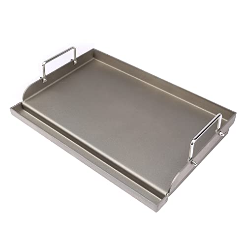 Utheer Universal Fry Griddle Flat Top Plate, 25" x16" Universal Griddle Flat Top Rectangular Plate with Removable Handles for Charcoal and Gas Grills, Camping, Tailgating, and Parties