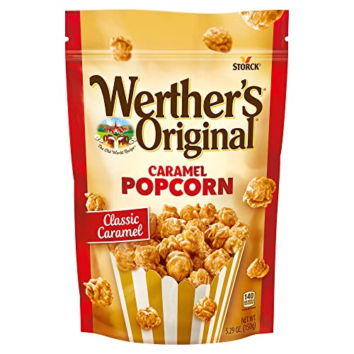 Werther's Original Caramel Popcorn 5.29 oz Bag (Pack of 2) - Made With Fresh Popcorn, Real Butter, and Fresh Cream - Original Flavor