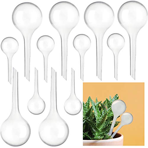 Yopay 12 Pack Plant Watering Bulbs, Automatic Self-Watering Globes Tools, Plastic Balls Vacation Houseplant Garden Waterer Flower Water Device Drip for Plant (10", 5", Clear)