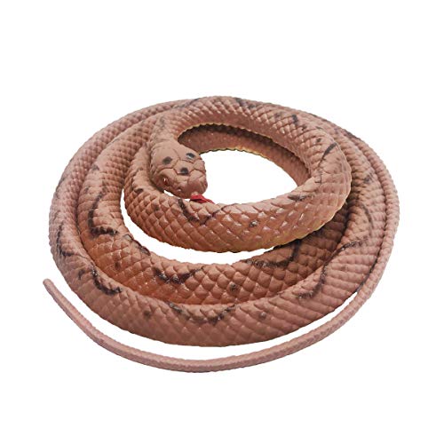 Yoogeer 53 Inch Color Long Rubber Snake Toys Fake Snakes Party Bag Filler Halloween Prop Trick Joke (Brown)