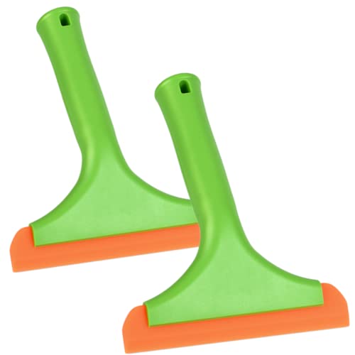 2 Pcs Silicone Squeegee, Super Soft Small Silicone Glass Cleaning Squeegee,for Auto Glass Film,Bath Mirror,Windows,Glass Doors,Countertop Cleaning,Car Window (Green)