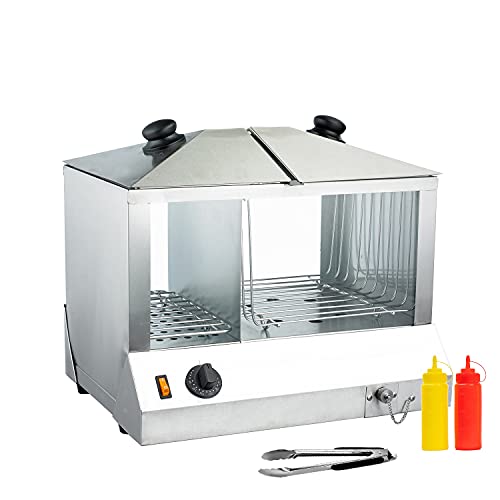 Commercial Hot Dog Machine With Bun Steamer Hotdogs Food Display Warmer Electric Portable (100 hotdogs,48 buns)