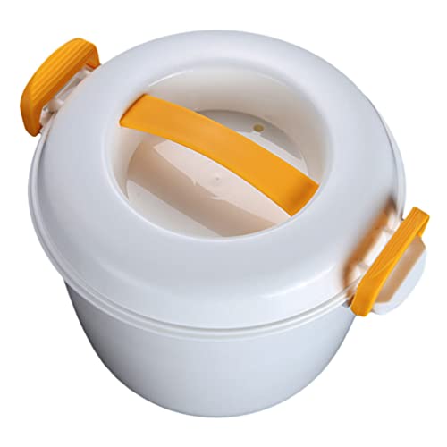 Microwave Rice Cooker Rice Steamer: Round Microwave Food Container Microwaveable Rice Pasta Cooker Includes Spoons Microwave Rice Steamers for Rice Chicken Pasta 1L