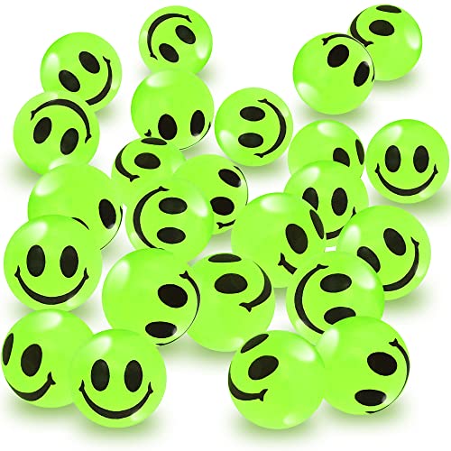 ArtCreativity Glow in The Dark Smile Face Bouncing Balls - Bulk Pack of 36, 1 Inch High Bounce Bouncy Balls for Kids, Glowing Party Favors and Goodie Bag Fillers for Boys and Girls