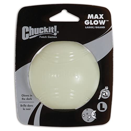 Chuckit Max Glow Ball Dog Toy, Large (3 Inch Diameter) for dogs 6-100 lbs, Pack of 1