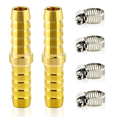 TAILONZ PNEUMATIC Union 3/8" Barbed x 3/8" Barbed Splicer Brass Hose Fitting Mender JoinerPack of 10