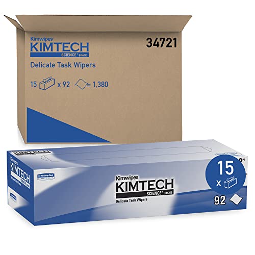 Kimwipes Delicate Task Kimtech Science Wipers (34721), White, 2-PLY, 15 Pop-Up Boxes / Case, 90 Sheets / Box, 1,350 Sheets / Case