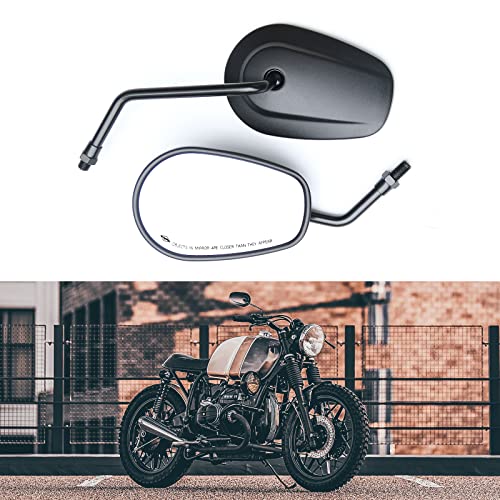 WTZMOTO Motorcycle Side Mirrors for 10mm Handlebars - Black Powersports Double Takes Mirror Compatible with Suzuki, Honda Grom, Cafe Racer, Moped, Supermoto