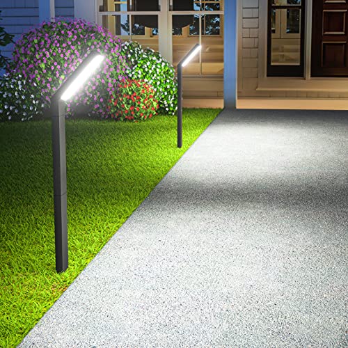 ROSHWEY Solar Pathway Lights Outdoor, 200 Lumen Solar Lights Outdoor Waterproof, Solar Garden Lights Solar Powered Landscape Path Lighting for Patio Backyard Walkway Yard Lawn Driveway Deck Sidewalk