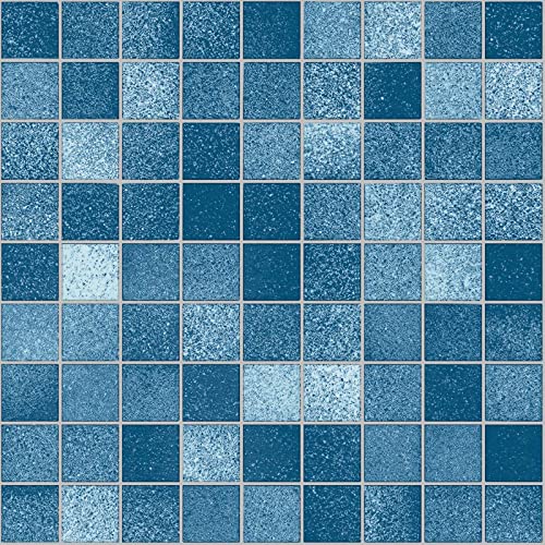 LEECICILE Peel and Stick Wallpaper Bathroom Wallpaper Removable Self Adhesive Contact Paper Blue Mosaic Wallpaper Kitchen Countertop Decorative Paper Vinyl Film Waterproof 17.71In X 78In