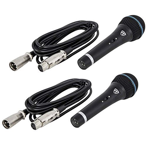 Rockville 2 RMC-XLR Dynamic Cardioid Professional Metal Microphones W/XLR Cable