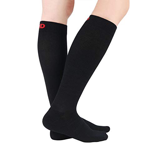 +MD 3 Pairs Bamboo Compression Socks 8-15mmHg for Women & Men Moisture Wicking Support Stockings for Airplane Flights, Travel, Nurses, Edema 10-13 Black