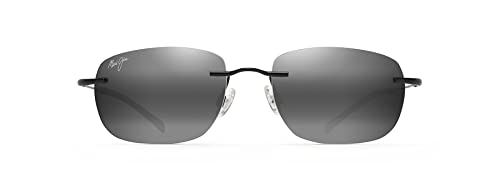 Maui Jim Men's and Women's Nanea Polarized Rimless Sunglasses, Gloss Black/Neutral Grey, Medium