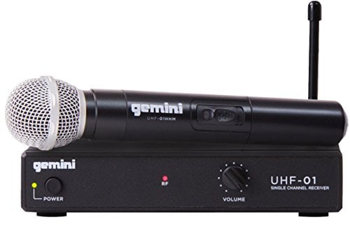 Gemini UHF-01M-F2 Professional Audio DJ Equimpent Superior Single Channel Wireless UHF System and Handheld Microphone with 150ft Opereating Range, UHF-01M F2