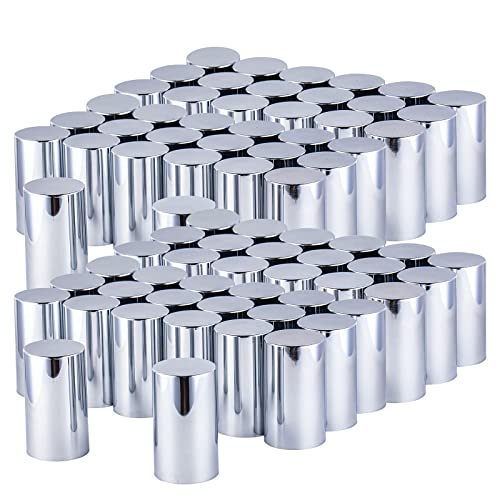 60 Pack Nut Cover, ABS Chrome Plastic 33 mm by 3-1/2" Cylinder Nut Cover - Thread-On fit Hub Piloted Wheels, Complete Axle Cover Kits, Lug Nut Covers for Semi Trucks, Trailers