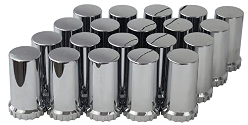 KASONG 33mm Chrome ABS Plastic Cylindrical Screw on Lug Nut Covers Caps with Flange for Semi Truck (20)