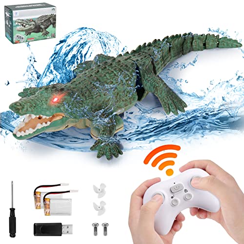 GearRoot Remote Control Crocodile Toys High Simulation RC Crocodile Pool Toys for Kids Age 8-12, Great Gift RC Boat Alligator Toys for 6+ Year Old Boys and Girls