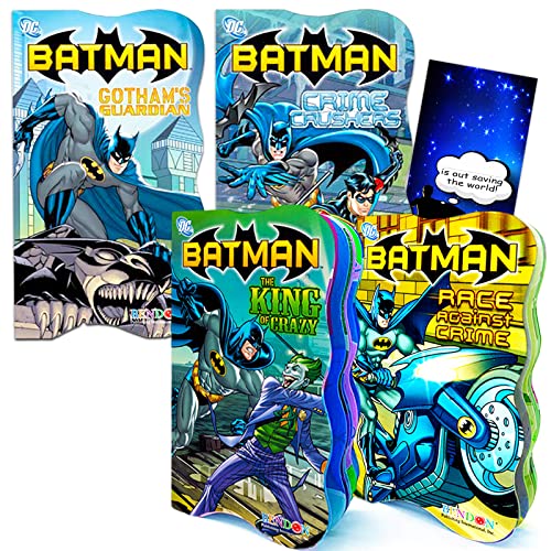 DC Comics Batman Board Books for Kids, Toddlers | Batman Bedtime Storybooks (Bundle Set of 4 Superhero Shaped Board Books with Door Hanger)