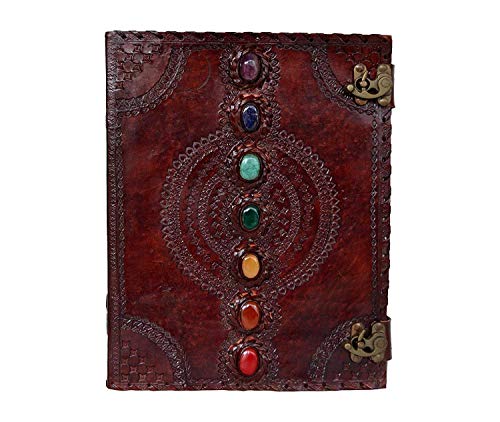 OVERDOSE Seven Stone Leather Journal - Handmade Antique Stone Journal For Students & Office For Men And Women Diary Leather Sketchbook Drawing Journal Notebook - Size 10 X 13 Inches | 25 X 33 cm
