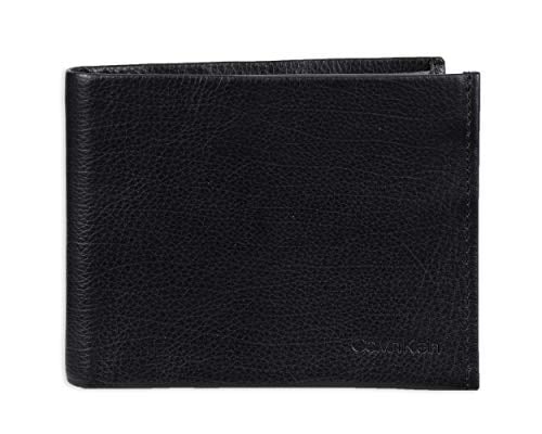 Calvin Klein Men's RFID Blocking Leather Bifold Wallet, Black Passcase, One Size