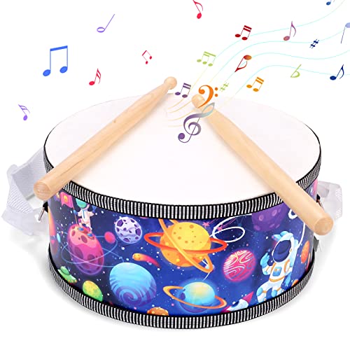 OATHX Toddler Drum Set for Kids Ages 1-6, Wooden Baby Drum Set 8" Double Sided Kids Drum Sensory Music Toys Percussion Musical Instruments for Toddler,Boys & Girls Birthday Gifts