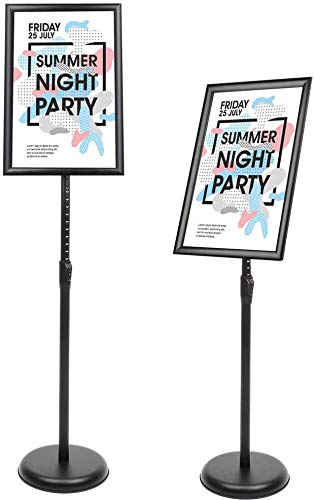 YIYO Adjustable Pedestal Poster Sign Stand,8.5 x 11 Advertising Business Menu Sign Holder for Floor Standing with Aluminum Snap-Open Reusable Frame,Black (8.5 x 11)