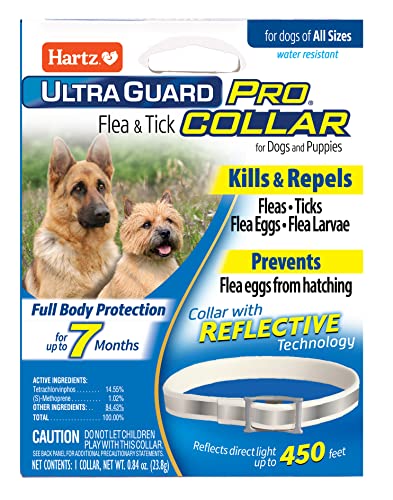 Hartz UltraGuard Pro Reflective Flea & Tick Collar for Dogs and Puppies, 7 Month Flea and Tick Prevention Per Collar, 1 Count